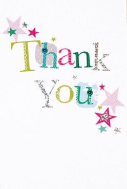 Held in gentle hands near the heart of Harpenden, this thank you card radiates pure delight through its vibrant, textured design. The phrase 'Thank You' stretches boldly across the front, each letter distinct-a harmonious patchwork of energetic greens, magentas, cool blues, and silvered accents. There's a touch of crafted whimsy, with polka dots and hand-stitched lines lending unique personality to each letter. The pure white background is like a morning canvas in Lydekker Park, allowing every glimmer of color to leap forward. Scattered around the message, stars in gold, teal, and magenta dance together like confetti after a local celebration, their placement both artful and carefree. At Flower Delivery Harpenden, we see this card as an extension of our own bouquets-each detail speaking to the love and creativity we pour into every arrangement sent through the community. The print's subtle textures invite touch, hinting at the joy of receiving something thoughtfully handmade, while its cheerful complexity ensures your gratitude is as visible as it is heartfelt.